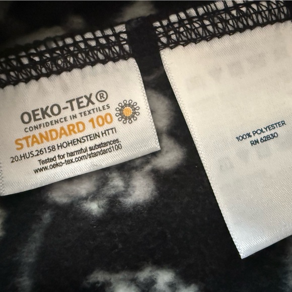 Lands' End Women's Floral Full Zip Fleece Jacket Size Medium Black White Layer - Picture 11 of 15